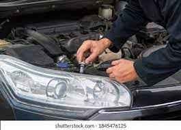 Close-up of a car headlight assembly